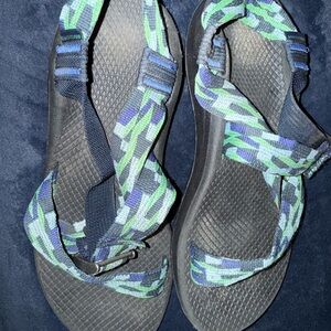 Chaco Mega Z Cloud: Women's Blue and Green Sandals